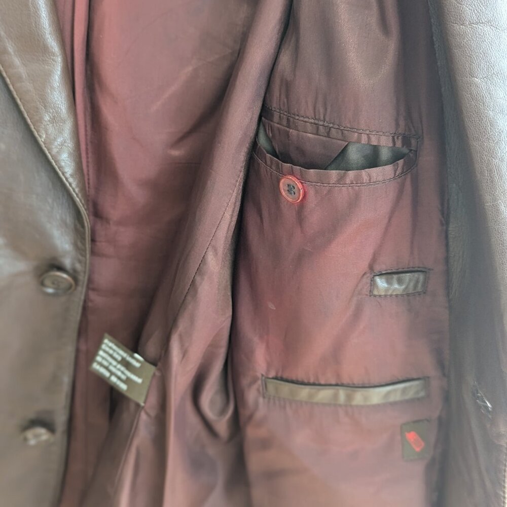 Brown Danier Blazer Style Leather Coat - Picture 7 of 10